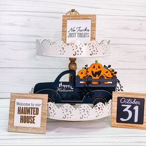 Halloween pickup truck and signs tray farmhouse f6